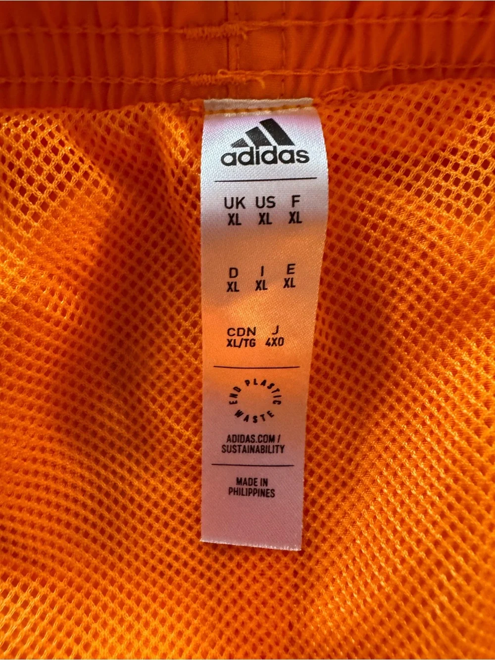 adidas Men’s Swim Shorts Orange Solid XL Regular Fit Swim Bottom (NWOT)